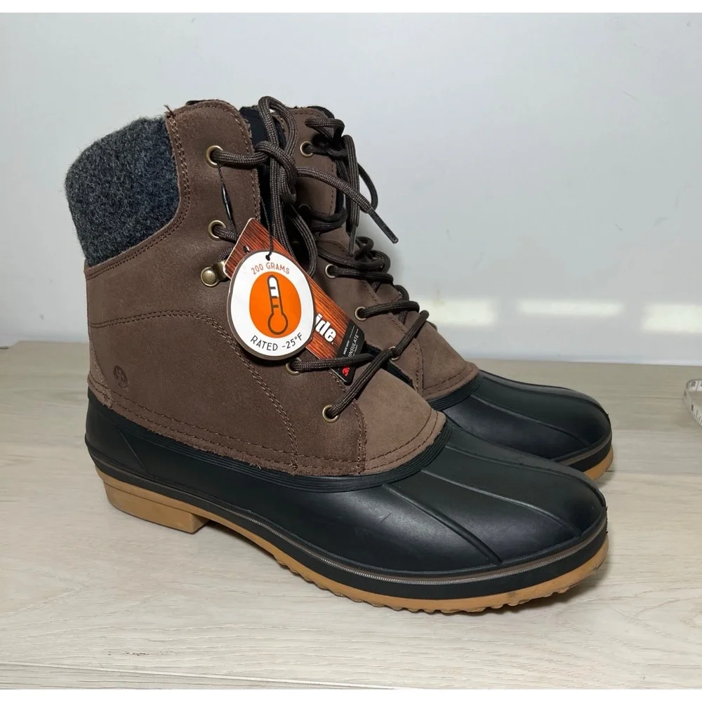 NORTHSIDE ELEMENTS Mens Lace Up Dark Brown Braedan Waterproof Boots Sz 13